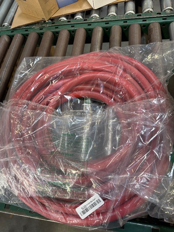 Photo 1 of Continental Premium Garden Red Heavy Duty Hot Water Garden Hose, 5/8in Inside Diameter x 50ft Length, Male x Female Garden Hose Thread
