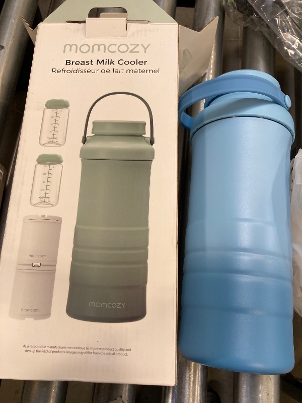 Photo 1 of Momcozy 22oz Portable Breast Milk Cooler for Outdoor, Life Saver with 360° Total Cooling for 24 Hours, Larger Capacity Travel Breastmilk Chiller with 2pcs Baby Bottles for Breastmilk Storage, Blue