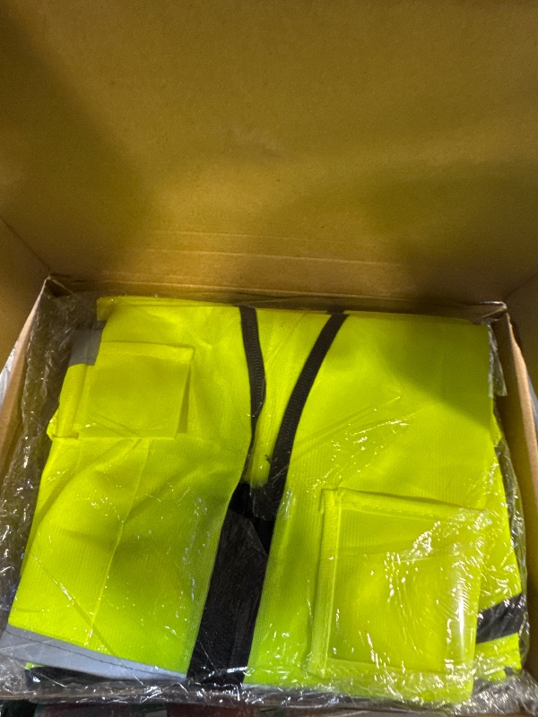 Photo 1 of XPCARE 10-Pack Hi Vis Reflective Safety Vest with Pockets, Green High Reflective Strips Zipper Work Vest for Men and Women(Large)