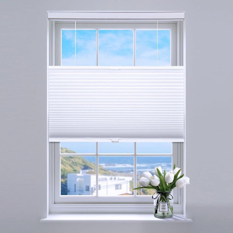 Photo 1 of SUNFREE Top Down Bottom Up Cellular Blinds,Cellular Shades Blackout, Honeycomb Window Shade for Windows, 31" W x 64" H, White(Blackout)
