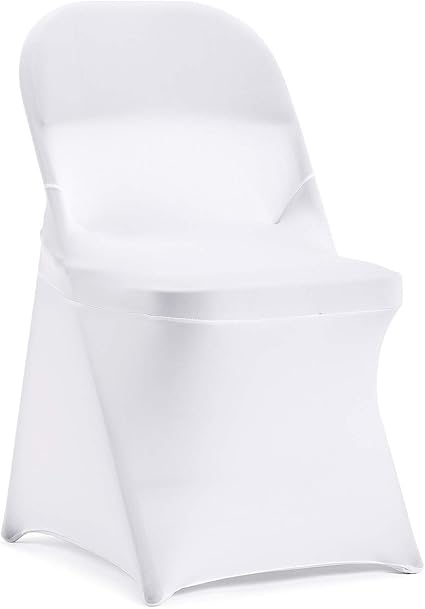 Photo 1 of Stretch Spandex Folding Chair Cover for Wedding Party Dining Banquet Event (White,6pcs)