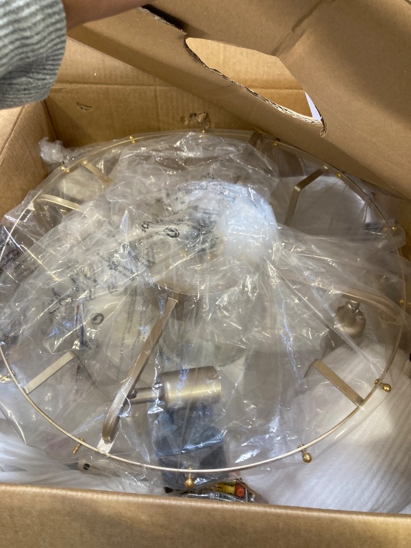 Photo 1 of 20" Pink Crystal Fandelier Ceiling Fans with Lights, Pink Flower Chandelier Ceiling Fan with Light Remote Control, Morden Caged with 6 Speeds for Bedroom, Nursery, Living Room