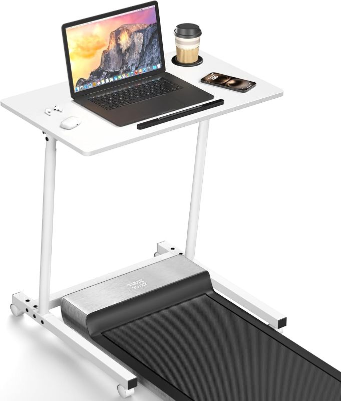 Photo 1 of Treadmill Desk, Mobile Small Standing Desk with Wheels for Walking Pad, Portable Table for Laptop, Rolling Table Adjustable Height, Bedside Table
