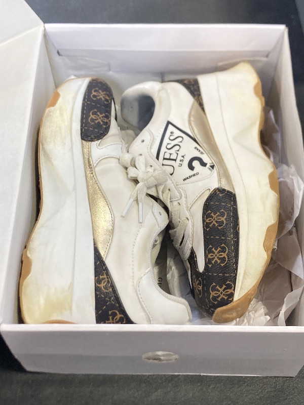 Photo 1 of Guess Women's Calebb5 Sneaker, White/Brown 145, 7.5