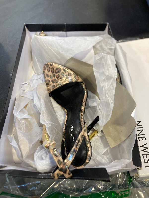 Photo 1 of Nine West Women's Reina Heeled Sandal, Gold Shimmer Leopard 713, 7.5