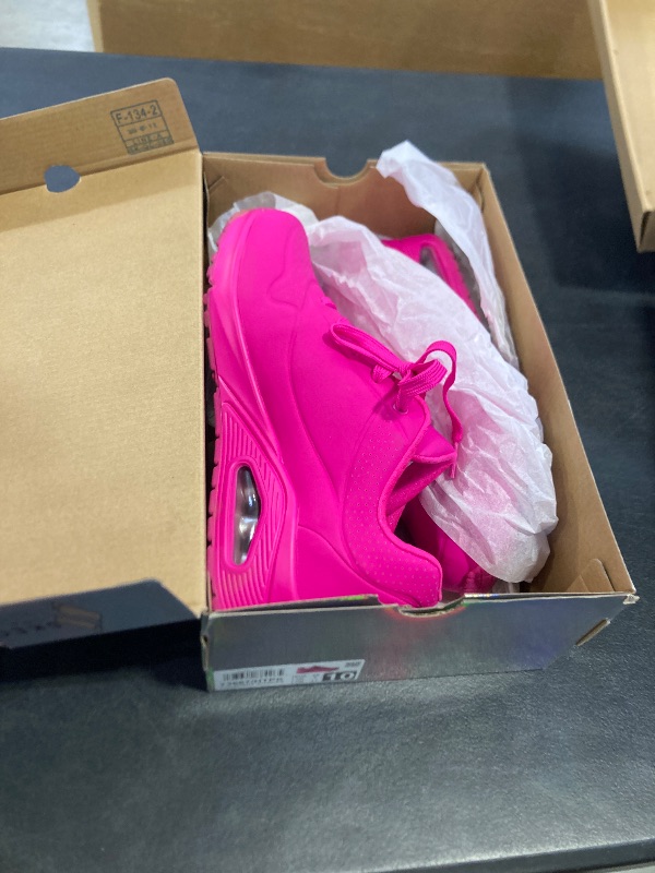 Photo 1 of Skechers Women's Uno-Night Shades Sneaker Cooled Memory Foam, Skech-Air Midsole, Durabuck Upper, HOT Pink, 10