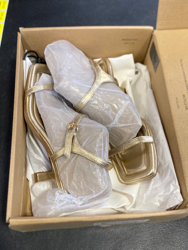 Photo 1 of Vince Womens Coco Kitten Heel Ankle Strap Sandal Champagne Gold Leather 6.5 M