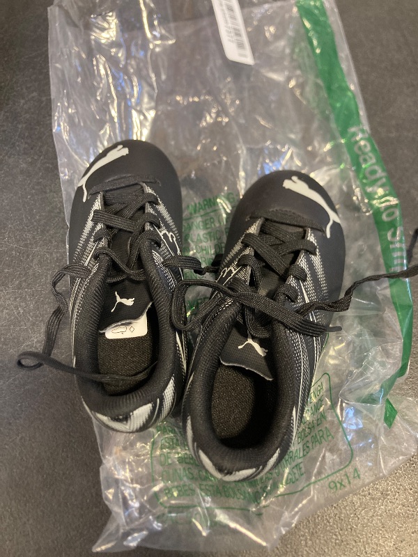 Photo 1 of PUMA Kids' Attacanto Firm Ground/Artificial Ground PUMA Black-Silver Mist Big Kid 9