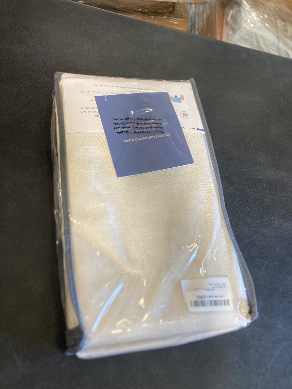 Photo 1 of 100% Blackout Shield Linen Blackout Curtains for Bedroom 96 Inches Long, Back Tab/Rod Pocket Living Room Drapes, Thermal Insulated Blackout Curtains 2 Panels Set, 50" W x 96" L,Cream