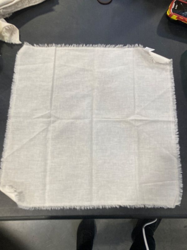 Photo 1 of Pack of 12 Fringe Edge Linen Blend 15-1/2" Cloth Napkins
