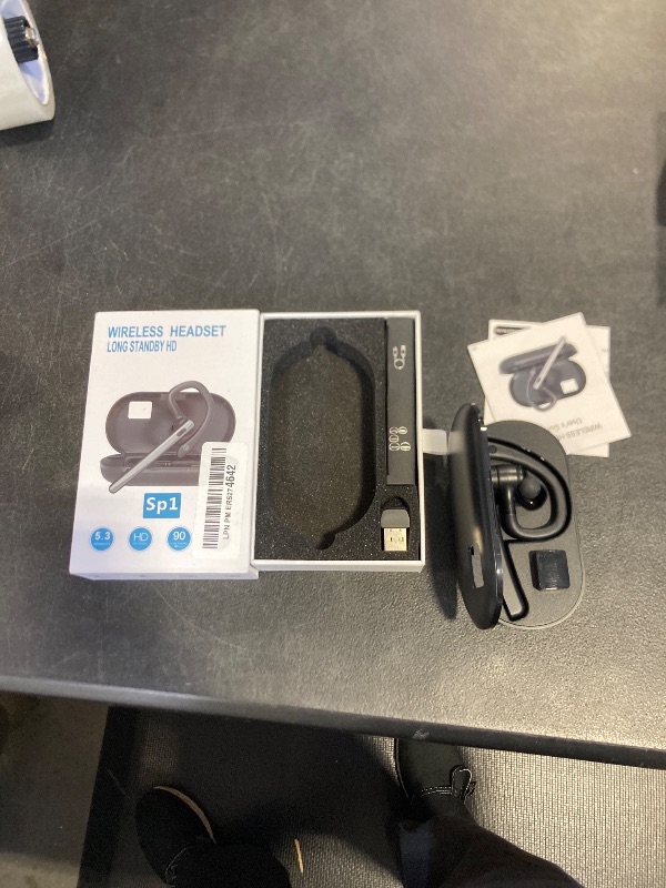 Photo 1 of TERUNSOUl Bluetooth Headset V5.3, Wireless Bluetooth Earpiece with 600mAh Charging Case, 110H Playtime, Hands Free Headset for Cell Phone and Computer with Built-in Microphone for Work Trucker Office