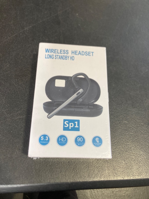 Photo 1 of TERUNSOUl Bluetooth Headset V5.3, Wireless Bluetooth Earpiece with 600mAh Charging Case, 110H Playtime, Hands Free Headset for Cell Phone and Computer with Built-in Microphone for Work Trucker Office factory sealed