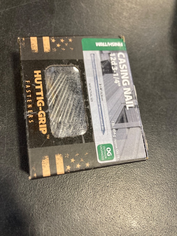 Photo 1 of Huttig-Grip Finish Trim Series Casing Nail 3-1/4 inches 12d for Window and Door Frame Assembly HGN12OGCAS1 Outdoor Galvanized, 1 lb Pack of 74 Nails