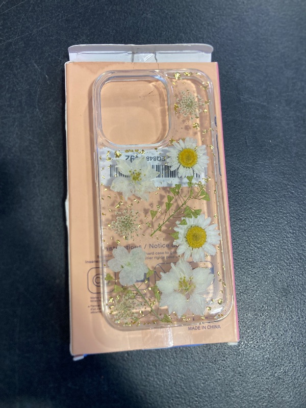 Photo 1 of Loheckle for iPhone 15 Pro Case for Women - Compatible with MagSafe Girls Cute Glitter Dried Flower Floral Girly Aesthetic Sparkle Bling Unique Design Handmade Phone Cover for Apple 15 Pro 6.1", White