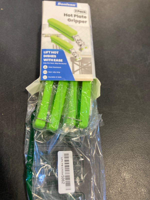 Photo 1 of 2 Pack Hot Plate Gripper Clips Holder Tongs for Moving Hot Plate Bowls Pizza Pan Air Fryer Microwave Oven with Food Out, Green