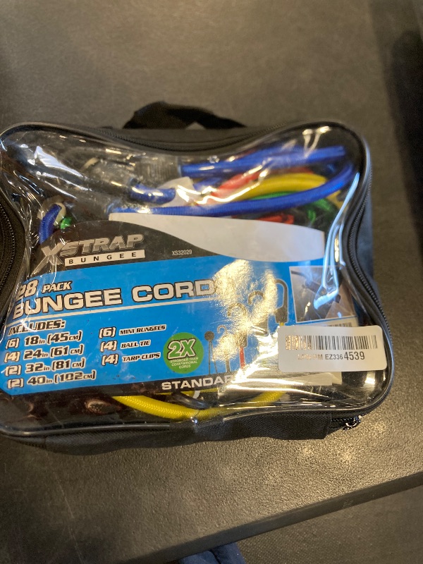Photo 1 of XSTRAP STANDARD Bungee Cords Set 28 Pieces - Includes 18”, 24”, 32”, 40” Bungee Cords and 6 pcs 10'' Mini Bungees, 4 pcs 9'' Ball Ties, 4 pcs Tarp Clips