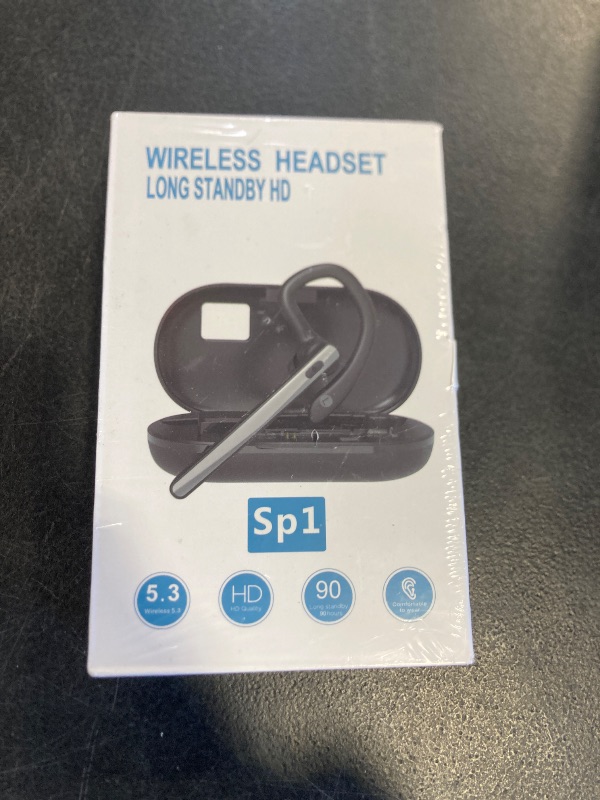 Photo 1 of TERUNSOUl Bluetooth Headset V5.3, Wireless Bluetooth Earpiece with 600mAh Charging Case, 110H Playtime, Hands Free Headset for Cell Phone and Computer with Built-in Microphone for Work Trucker Office sealed 