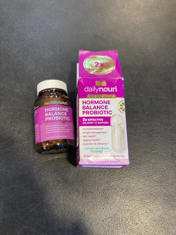 Photo 1 of Daily Nouri Hormone Balance Probiotic for Women | Supports Healthy Estrogen, PMS, PCOS, Perimenopause, Vaginal pH, Yeast, Gut Health, Skin & Immunity | 7 Strains + Vegan Omega Oil | 30-Day Supply exp 4-2027