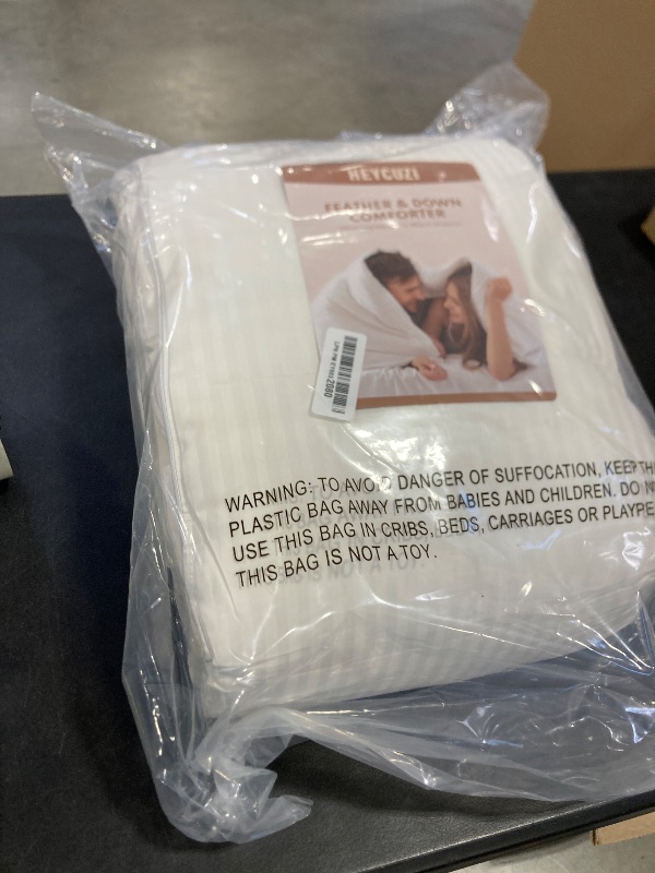 Photo 1 of Down Feather Fiber Comforter King Size - All Season Luxury Hotel Duvet Insert, Medium Warmth, 750+ Fill Power Fluffy Premium Comforter, White Cotton Cover, 106'' x 90''