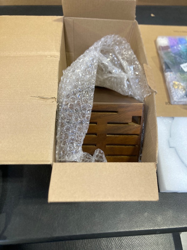 Photo 1 of 20 Slot Knife Block Storage without Knives,Acacia Wood Universal Knife Holder for Kitchen Countertop,Large Butcher Block Organizer,Easy Kitchen Knife Storage (Brown)