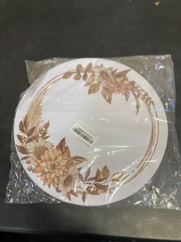 Photo 1 of SMUAENSS 50 PCS Fall Flower Paper Placemats Disposable,13.5 Inch Boho Vintage Wildflower Sunflower Harvest Round Table Mats Decor for Wedding Birthday Home Party Supplies
