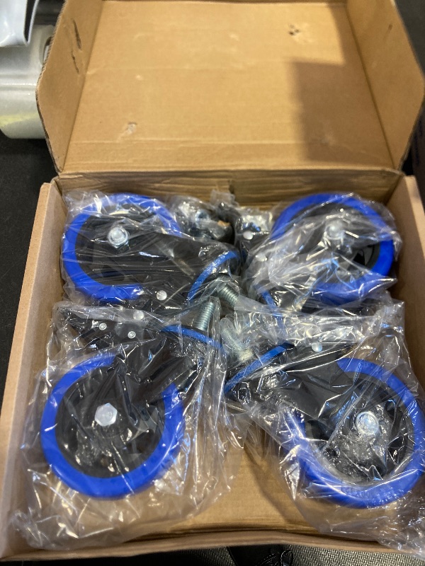 Photo 1 of Stem Caster Wheels 4 inch Heavy Duty Threaded Stem Mount Casters Set of 4 with American Size UNC 1/2"-13 x 1 Swivel Industrial Castors with Safety Dual Locking Wheel for Furniture and Cart