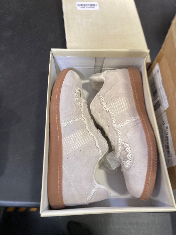 Photo 1 of WFGJWR Women Lace Ribbon Sneakers Casual Breathable Trendy Walking Sneaker Shoes with Memory Foam for Gym Dressy Travel size 22