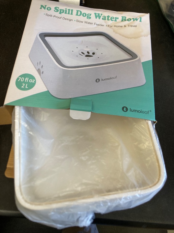Photo 1 of LumoLeaf No Spill Water Bowl for Dogs with Filter, 70oz/2L, Slow Feeder for Messy Drinkers, Drip-Free & Splash-Proof Design (White 70 fl oz)