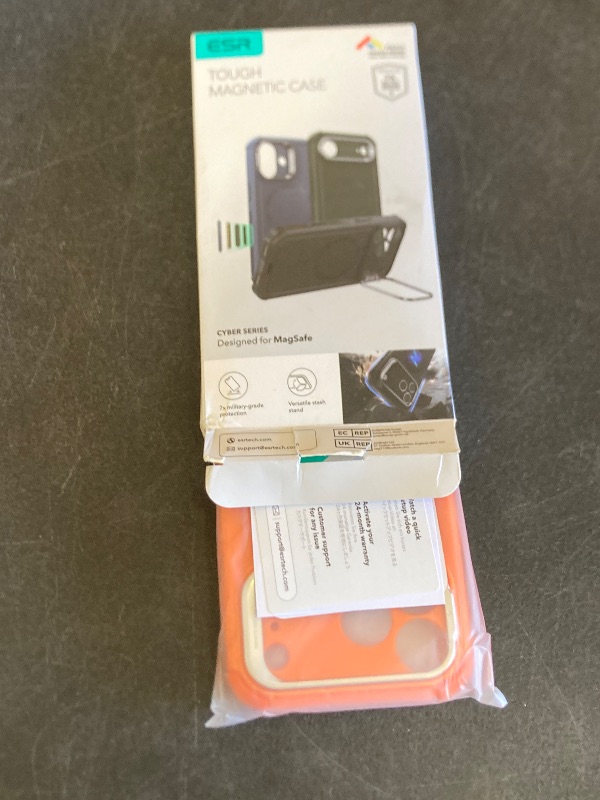 Photo 1 of ESR for iPhone 17 Pro Max Case with Stash Stand, 7X Military-Grade Drop Protection with Camera Control, Shock-Absorbing Phone Rugged Cover, Compatible with MagSafe Accessories, Cyber Series, Orange