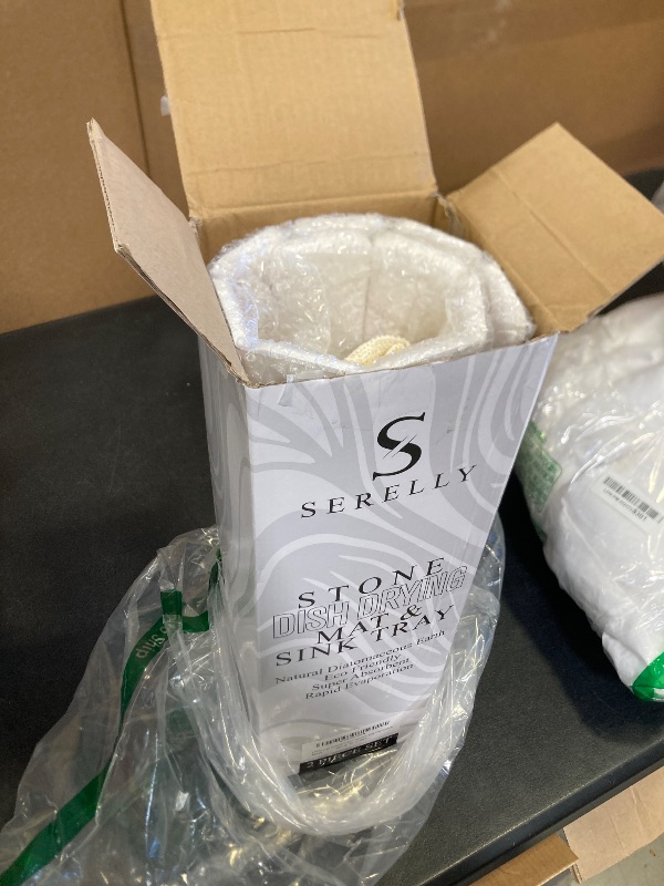 Photo 1 of 2 PCS | Large Stone Drying Mat for Kitchen Counter | Quick Dry Stone Mat with Sink Caddy | Collapsible Dish Drying Stone | Super Absorbent Stone Mat | Diatomaceous Earth Mat | 24"(L)×15"(W)