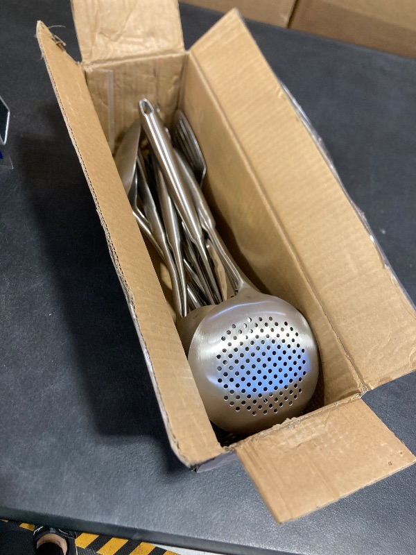 Photo 1 of 18/10 Stainless Steel Kitchen Utensils, Metal Cooking Utensils Set, 12 PCS Large Metal Cooking Utensil Tools Set