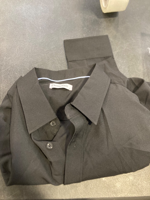 Photo 1 of Demofair Mens Dress Shirts Four-Way Stretch Wrinkle Resistence Long Sleeve Button Down for Casual Solid Business Formal Regular Fit (Black,Large)