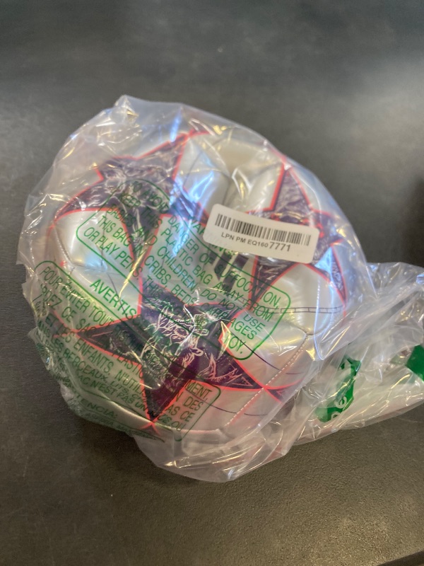 Photo 1 of adidas Unisex-Adult UEFA Champions League Club Soccer Ball, Silver Metallic/Dark Purple/Turbo, 5