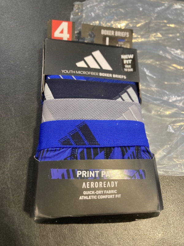 Photo 1 of adidas Youth Performance 4-Pack Boxer Brief, Kids Underwear Boys, Athletic Fit Microfiber Boxer Briefs large