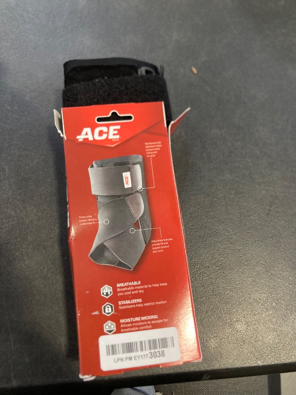 Photo 1 of ACE Deluxe Ankle Stabilizer, Adjustable, Black, 1/Pack