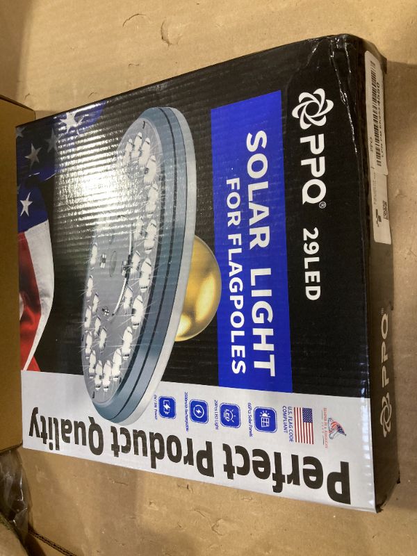 Photo 1 of PPQ Flag Pole Light Solar Powered, 29 LED Extra Bright Silver Flagpole Light for 15-30 Ft Poles, Waterproof Lighting on Outdoor Pole Top, Long Hour Dusk to Dawn Auto On/Off