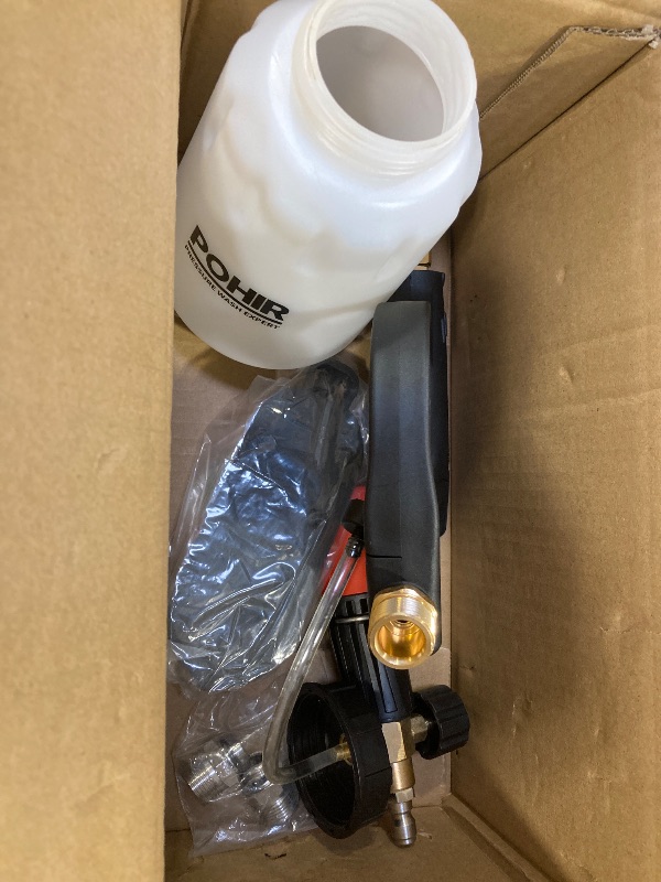 Photo 1 of POHIR 5000 PSI Pressure Washer Gun with Foam Cannon, Sprayer Snow Foam Lance Power Washing Gun, 1/4 Inch Quick Connector with Nozzle Tips (Gun+Foam Cannon+Nozzle)
