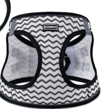 Photo 1 of BOOMIBOO Dog Harness No Pull Adjustable Reflective Step-in Puppy Pet Vest Harnesses for Small Medium Large Dogs and Cats,White Stripe S