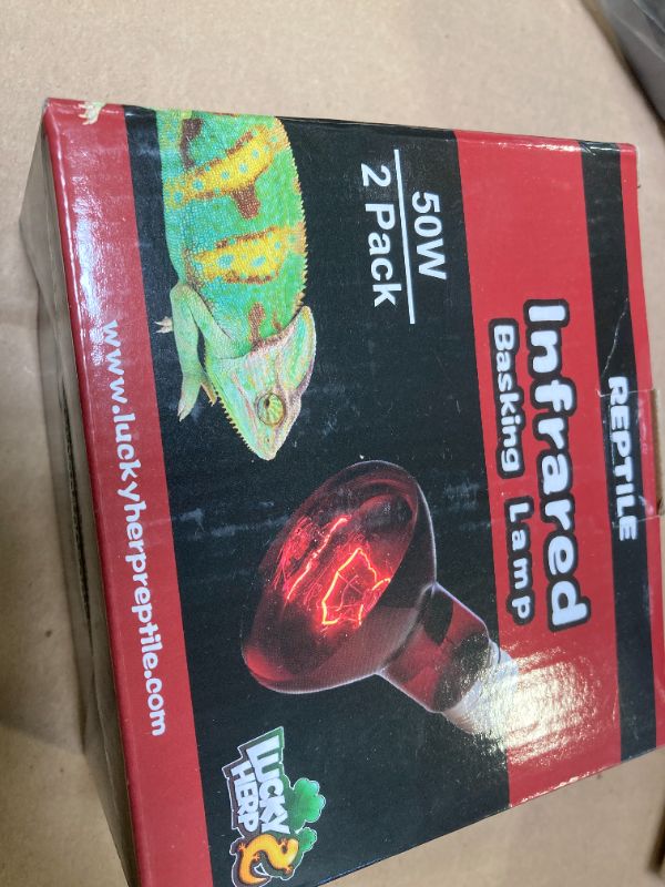 Photo 1 of LUCKY HERP 50W Reptile Heat Lamp Bulbs 2 Pack, Reptiles & Amphibians Infrared Basking Spot Lamp, Heat Light Bulb for Turtle, Bearded Dragon, Lizard
