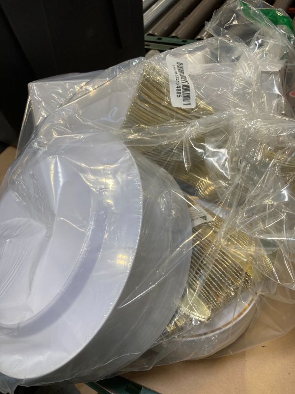 Photo 1 of I00000 Gold Dinnerware Set  Gold Plastic Plates 