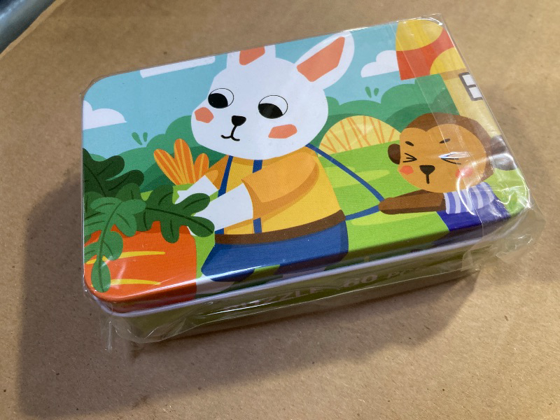 Photo 1 of  Party Favors Jigsaw Puzzles in a Metal Box for Age of 4-8 Wooden Puzzle Learning Educational Toys  