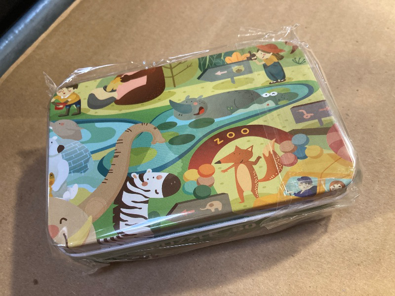 Photo 1 of  Party Favors Jigsaw Puzzles in a Metal Box for Age of 4-8 Wooden Puzzle Learning Educational Toys  