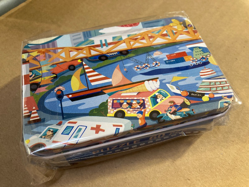 Photo 1 of  Party Favors Jigsaw Puzzles in a Metal Box for Age of 4-8 Wooden Puzzle Learning Educational Toys  