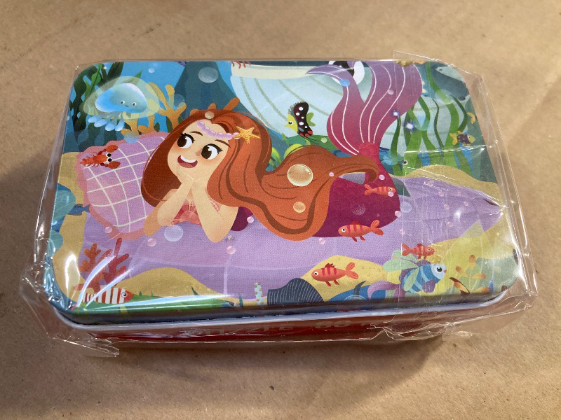 Photo 1 of  Party Favors Jigsaw Puzzles in a Metal Box for Age of 4-8 Wooden Puzzle Learning Educational Toys  