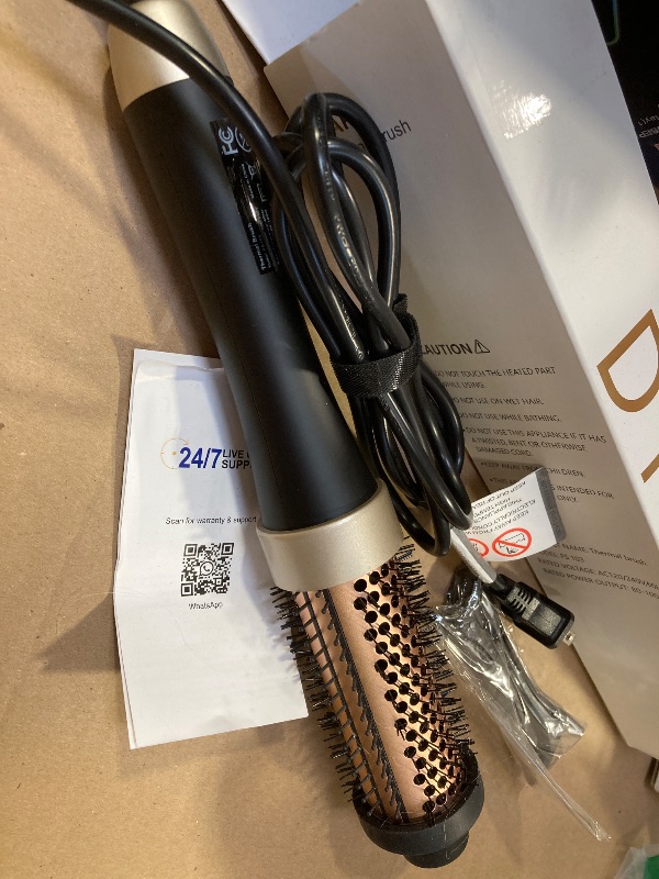 Photo 1 of Ionic Thermal Brush Blowout Hot Brush 1.5 Inch Heat Hair Curling Brush 30s Fast Heated Round Brush Hair Styling Brush Dual Voltage Hot Curling Iron Brush for Easy Blowouts Styling