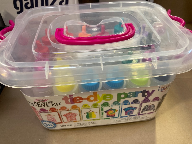 Photo 1 of Tulip One-Step Tie-Dye Party, 18 Pre-Filled Bottles, Creative Group Activity, All-in-1 Fashion Design Kit, 1 Pack, Rainbow