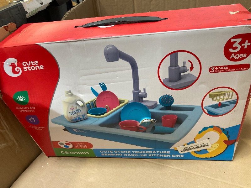 Photo 1 of CUTE STONE Color Changing Kitchen Sink Toys, Children Electric Dishwasher Playing Toy with Running Water, Upgraded Faucet, Automatic Water Cycle System Play House Pretend Role Play Toys for Boys Girls