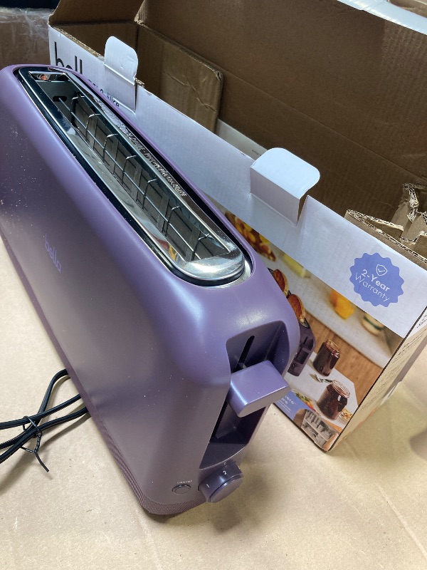 Photo 1 of bella 2 Slice Slim Toaster, Fits-anywhere™ Kitchenware, 6 Setting Shade Control with Reheat & Cancel Buttons, Fits sourdough, 10” Long Slot, Anti Jam & Auto Shutoff, 900 Watt, Plum