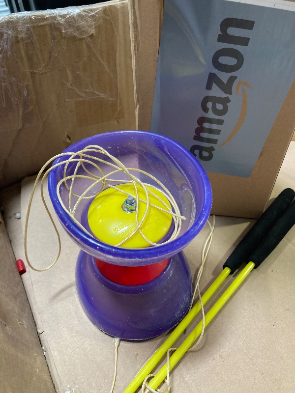 Photo 1 of 6 Pieces Chinese Diabolo Toy Set Includes 5 Inches Five Bearings Diabolo Ball Toys with 2 Pieces Alloy Diabolo Sticks 2 Pieces Ropes Drawstring Bag for Fun (Purple)