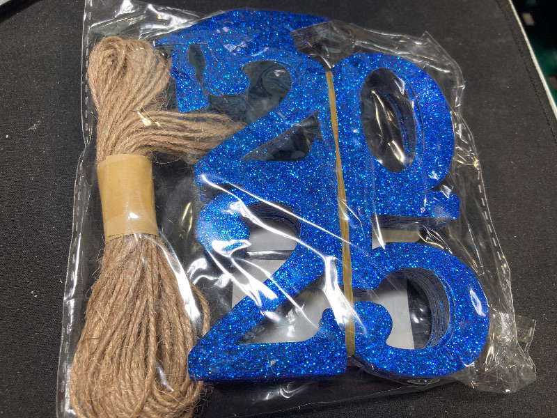 Photo 1 of Gexolenu 24 PCs Blue Glitter Class of 2025 Cutouts Tags Decorations Double Side 2025 Graduation Cutouts 2025 Graduation Centerpiece 2025 Decorations for Party Supplies Favor